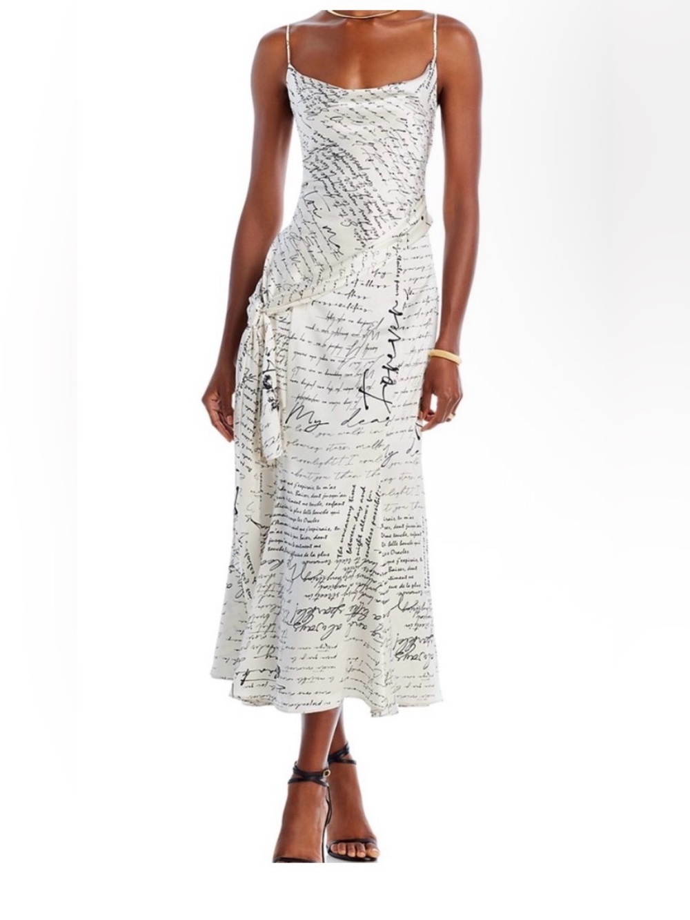 NWT Cinq A Sept  script print mon amour milana silk midi dress “love dress”